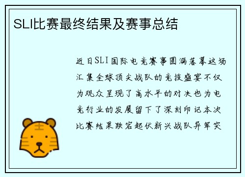SLI比赛最终结果及赛事总结